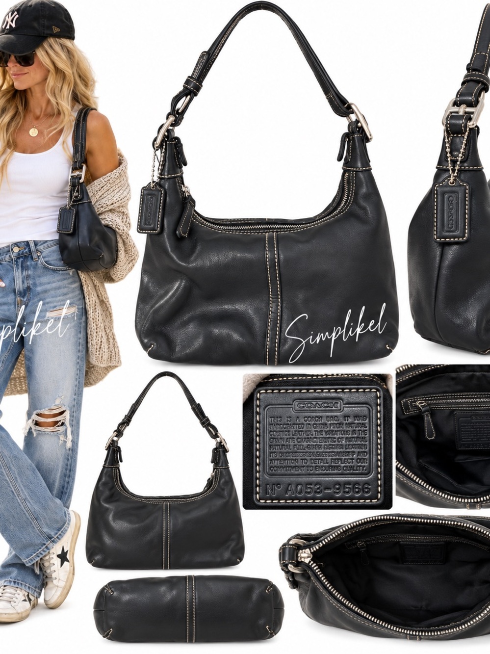 Vintage Coach Legacy 9566 Black Leather Hobo Shoulder Bag Y2K